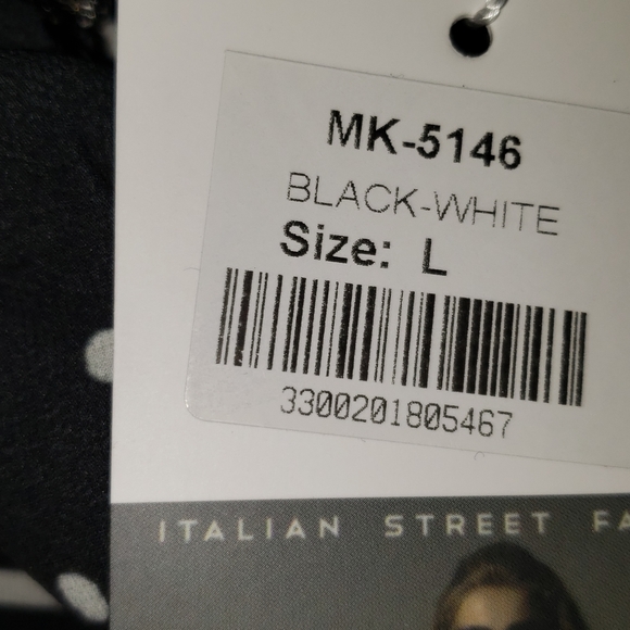 Milan Kiss Black/White Maxi Skirt, Sz L, Split sides and Attached Tie Belt - Picture 9 of 11